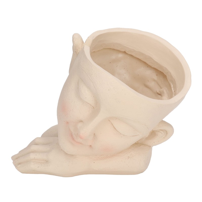 Face Flower Pot Sleeping Girl High Density Resin Drainage Hole