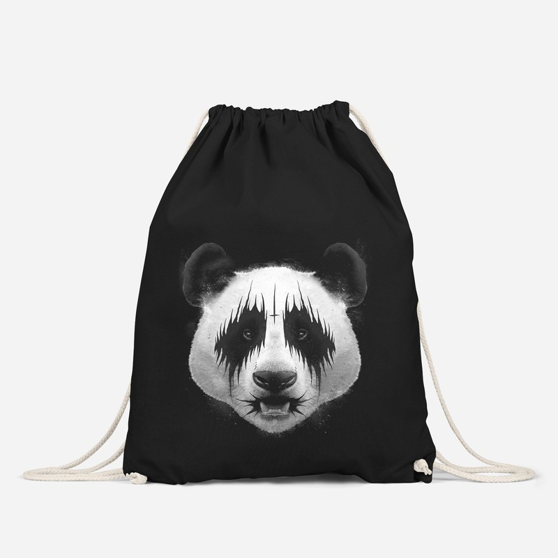 MoonWorks Gym Bag Black Metal Panda Heavy Rock Music Fun