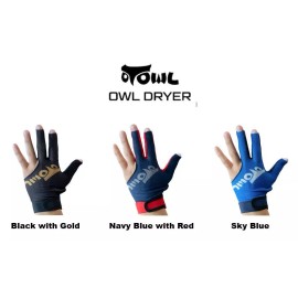 Owl Billiard Gloves Left Hand Glove Pool Dryer Series Choose from 3 Colors - Navy Blue with Red, Large / Extra Large