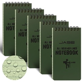 Yamadura All-Weather Top-Spiral Notebook 3" x 5" Green Cover Waterproof Shower Aqua Notes Notepad Notebook(5 Pack)