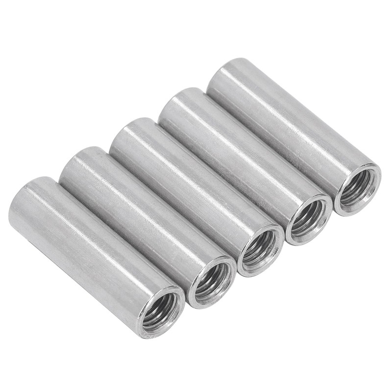5PCS M12 Cylindrical Coupling Nuts 304 Stainless Steel Female Thread