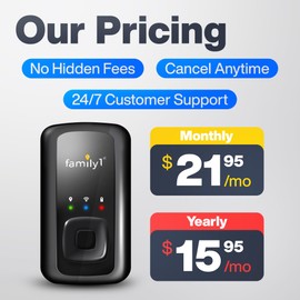 Family1st - Compact GPS Tracker for Elderly, Adults, Special Needs | Portable | Real-Time Updates | Long-Lasting Battery | Pouch and Lanyard Included. Subscription Required