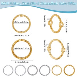 SOFPLATE 1 Box 240 Pieces 6 Styles Round Bead Frame Circular Bead Frame Hollow Colourful Alloy Ring Double Hole Spacer Loose Bead Connector for Jewellery Making Charms Bracelets