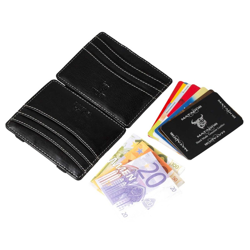Matador Magic Genuine Leather Wallet, black/Black, Minimalist