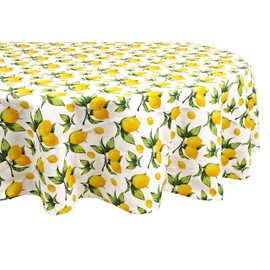 Yourtablecloth 100% Cotton Tablecloth –for Home, Restaurants, Cafés – Be it for Everyday Dinner Picnic or Occasions Like Thanksgiving (Lemon, 70" Round)