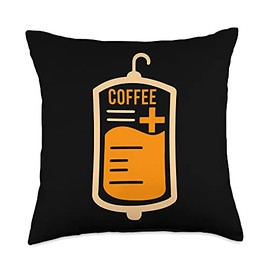 Morning Drink Coffee Lover Caffeine Drinker Gift Blood Bag Coffee Addicted Drinker Caffeinated Beverage Throw Pillow, 18x18, Multicolor