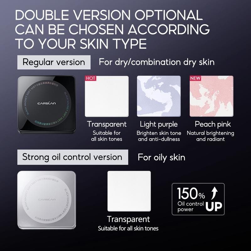 CARSLAN Black Magnet Pressed Setting Powder, 24H Longlasting Oil Control