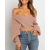 BTFBM Women Casual V Neck Long Sleeve Sweaters Cross Wrap