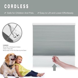 Changshade Cellular Shades Cordless Blinds Blackout for Indoor Windows, Black Out Honeycomb Blind Room Darkening Pleated for Bedroom, Bathroom, Shade Size 24 inch Wide 50 inch High, Grey