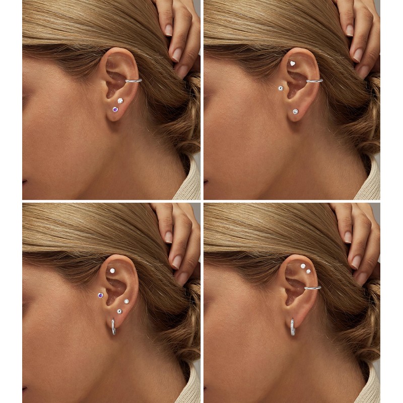 CharmeFleur Hypoallergenic Flat Back Earrings for Women - Surgical Steel