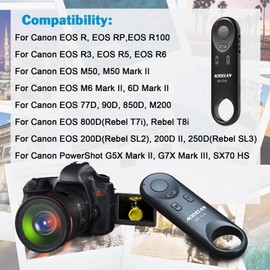 Aodelan Replacement for Canon BR-E1, Camera Wireless Remote Control for Canon M50 90D EOS R R100 RP R5 R6 M50 Mark II M6 Mark II 6D Mark II Rebel T7i T8i SL2 SL3 and More