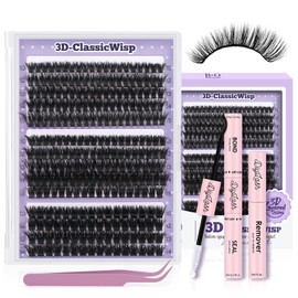 B&Q 280 Pcs Individual Eyelashes Kit 60-80-100D Cluster Lashes DIY Eye Lashes Fluffy Russian Eyelashes Extensions Curly Durable Eyelash Clusters Kit with Bond and Seal(10-15mm Mix)