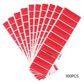 RLSYM 100Pcs Tamper Evident Security Labels 1x3 inch Spanish Warning Red Complete Transfer Tamper Proof Stickers Safety Torn up Invalid Seals Tape (Red)