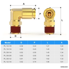 TAILONZ PNEUMATIC 3/8" Tube OD x 3/8" NPT Thread DOT Elbow Out Pipe Air Fittings, Straight Brass Push Type Air Brake Pipe Fittings for Cars, Trucks, Air Brake Systems, Etc. (Pack of 5)