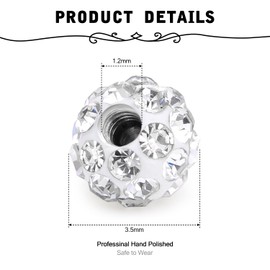 Briana Williams Piercing Balls Set 1.2 mm 16G Thread Replacement Ball Screw Ball Acrylic Plastic Stainless Steel, stainless steel