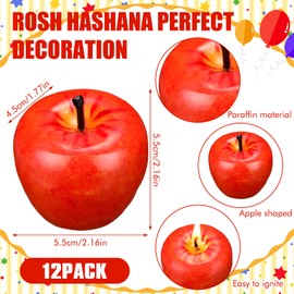 12 Pcs Apple Candle Artificial Creative Apple Shaped Candles Rosh Hashanah 3D Apple Shape Party Wax Candle Gifts for Christmas Birthday Wedding Party Home Table Decorations Mother Gifts