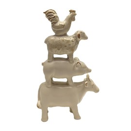 TG,LLC Treasure Gurus Farm Stack Animals Mini Figurines Cow Pig Sheep Rooster Farmhouse Living Room Shelf Home Decor