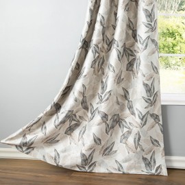 Leeva Brown Leaves Window Treatments for Bedroom, Grommet Top Modern Lighting Filtering Room Darkening Curtain Drapes for Office Nursery, 52 x 63, 2 Panels