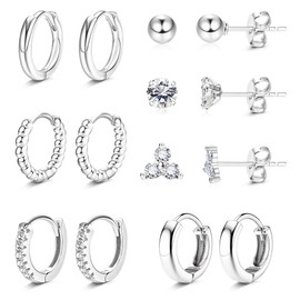 HAIAISO 14k Gold Huggie Hoop Earrings for Women Hypoallergenic Tiny CZ Ball Studs Earrings Set Lightweight small Silver hoop earrings Cartilage Earring for Women Girls