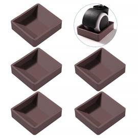 VooGenzek 5 Pieces 5.9 x 6.4 cm Rubber Furniture Castors Pad, Non-Slip Pads for Furniture Castors, Non-Slip Feet Protector Pad, Suitable for Floors, Furniture Wheels, Brown