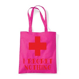 I Regret Nothing Hangover Cure Wedding Statement [WED17] cotton tote shopping bag - Fuschia