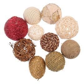 Ciieeo 10Pcs Woven Ball Ornament for Home Decor Indoor Tabletop Adornment Stylish Pastoral Decoration Versatile for Living Room Office Bedroom and