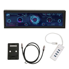 Computer Temp Monitor 8.8 Inch LCD USB C Landscape Or Portrait Theme Editor PC CPU Data Monitor for Desktop Chassis Without Touch Control