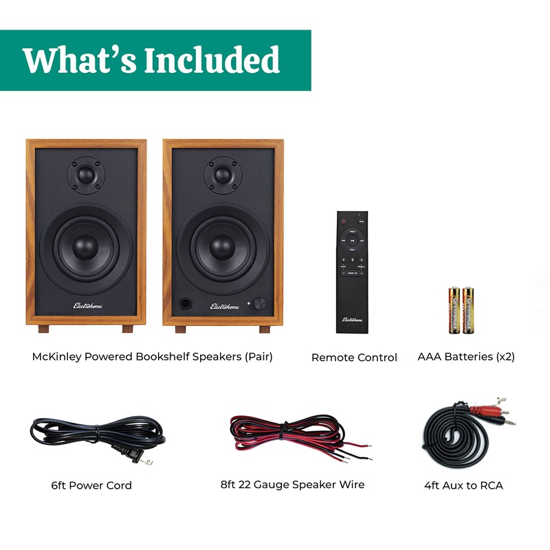 Electrohome McKinley 2.0 Stereo Powered Bookshelf Speakers with Built-in Amplifier