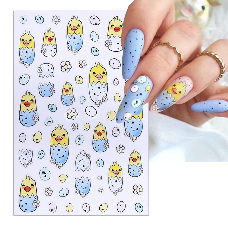 IDDFEVE Easter Nail Art Stickers - Bunny Eggs Chick Self-Adhesive