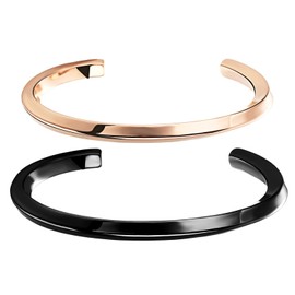 OIDEA Pair of stainless steel bracelets: 2 pieces partner curb chain couple bracelet bracelets with engraving bangle gift for lovers women men couples bangle open shiny, Stainless Steel, without stone