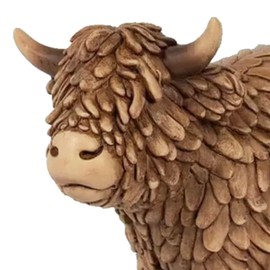 Widdle Gifts Bronze Coloured 19cm Resin Animal Ornament - Standing Hughie Highland Cow 9343