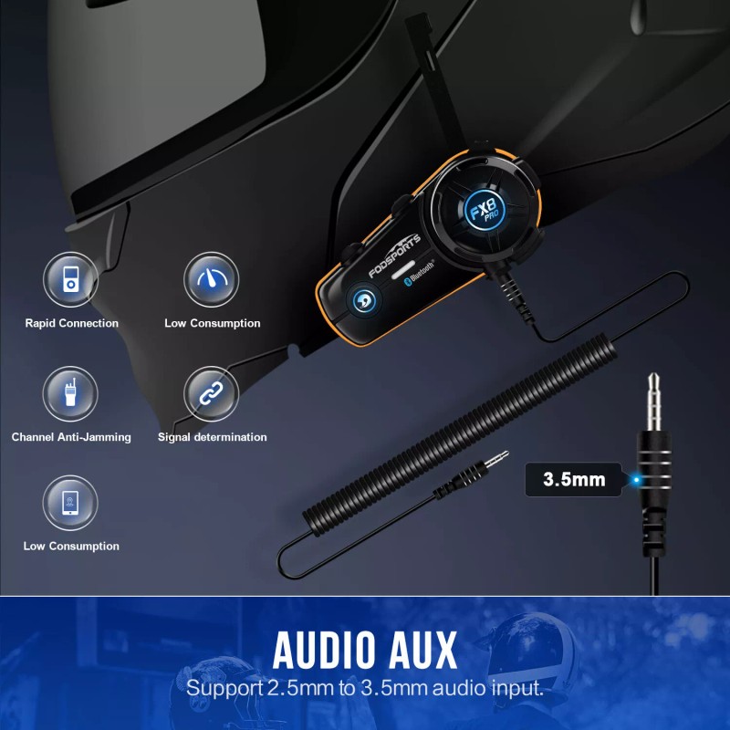 Fodsports FX8 Pro Motorcycle Helmet Intercom Bluetooth Headset 10 Riders