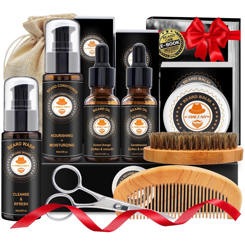 Actualizado barba Grooming Kit w / acondicionador de barba, aceite