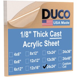 Duco Clear Cast Acrylic Sheets 1/8" Thick - Cut to Size Plexiglass 24" x 24" Sheets - Clear Plastic Sheets for Crafts Plexiglass Window Replacement and Acrylic Panel Display Projects (4 PCS)