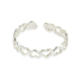 925 Solid Sterling Silver Adjustable Open Heart Toe Ring