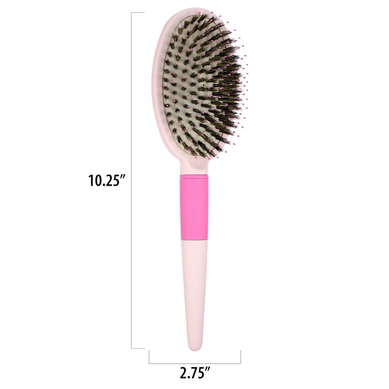 Mixed Bristle Oval Hair Brush w/Soft Touch handle for Frizz-Free,