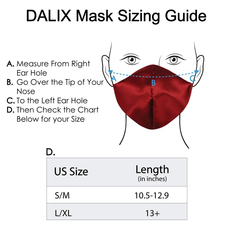 DALIX Exclusive Charmeuse Satin 3 Layer Face Mask in Red