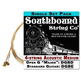 Acoustic Medium 4-String Cigar Box Guitar Strings - Open G/Standard Tuning