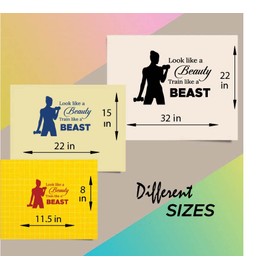 Wall Vinyl Decal Home Decor Art Sticker Look Like a Beauty Train Like a Beast Motivation Quote Phrase Girl Woman Workout with Dumbbells Gym Sport Room Removable Stylish Mural Unique Design 2807