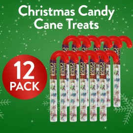 Christmas Candy Cane Filled with Candies, 12 Pack Large Candy Cane Filled With Assorted Mini Candies, Great for Christmas Goody Bag Filler, Stocking Stuffers (Kosher Net WT. 150g)