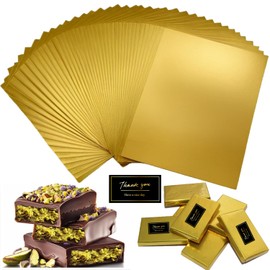 Luxury Dubai Chocolate Bar Pistachio Wrappers - 100 Pcs, 7.9 Inch Gold Aluminum Foil Wrapper Chocolate Bar Wrappers Thickened Chocolate Wrapping Paper, Coated waterproofs with 105Pcs Stickers