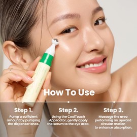 Suero de colágeno vegano para ojos con triple ácido hialurónico y complejo de 5 péptidos | Cuidado de las arrugas, reducción de líneas finas, iluminador | Cuidado de la piel coreano vegano y libre