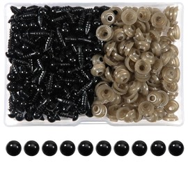 Toaob Pack of 150 Safety Eyes, 6 mm, Black, Plastic, Crafts, Dolls, Eyes, Button Eyes with Washers for Crochet Animals, Doll, Puppet, Plush Toy, Teddy Eyes