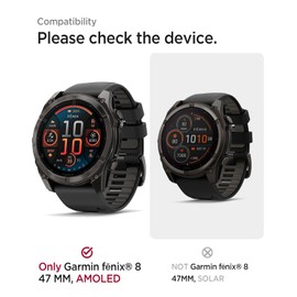 Miimall Compatible for Garmin Fenix 8 47mm Smartwatch Case,Shockproof & Lightweight Bumper Cover,Transparency TPU Protective Case Cover for Fenix 8 47mm AMOLED,Black