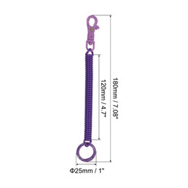 [PATIKIL] Retractable Coil Spring Keychain Anti-lost Keychain Holder Lanyard Cord Metal Lobster Clasp with Key Ring for Key Wallet, dark purple