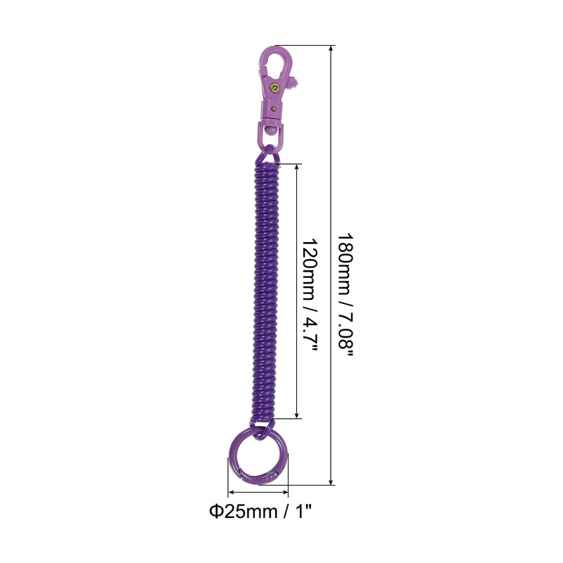 [PATIKIL] Retractable Coil Spring Keychain Anti-lost Keychain Holder Lanyard Cord
