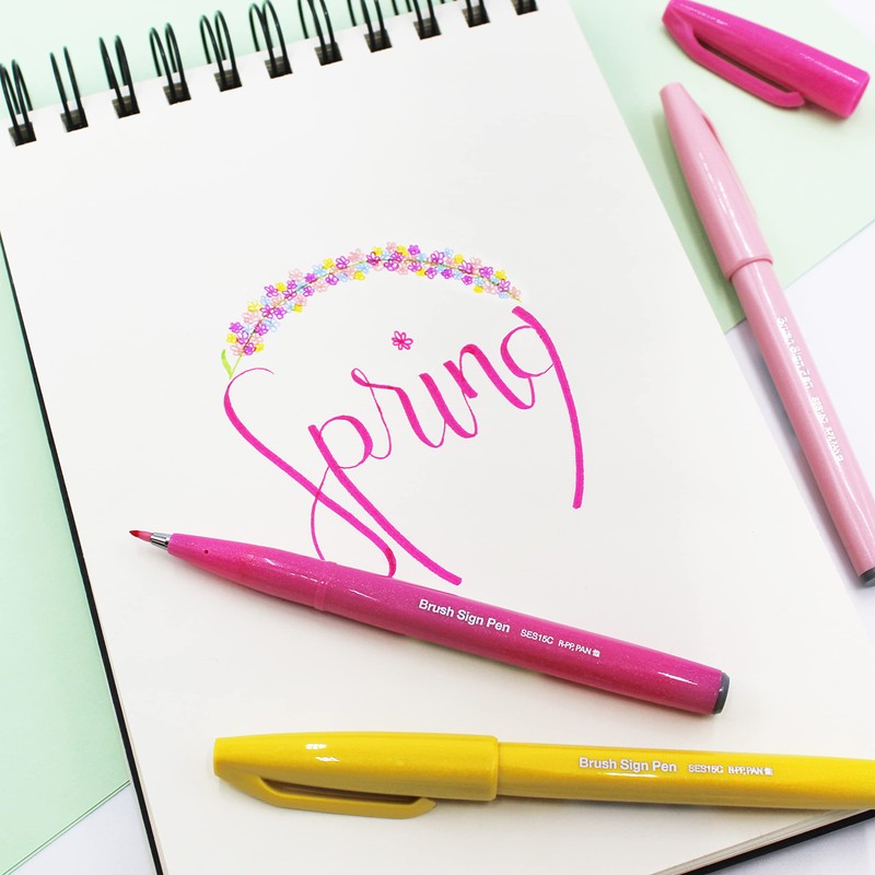 Pentel Brush Sign Pen SES15C - Brush Nib - Fibre