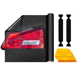 VViViD Frosted Tint Automotive Taillight Air-Release Adhesive Vinyl Film 16 Inch by 4 Foot Roll Including Yellow Detailer Squeegee and 2 Black Felt Decals (Black Crystal)