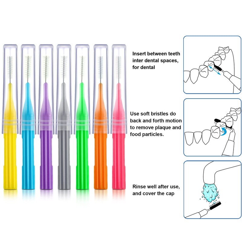 100 piezas de cepillos para limpiador, cepillo interdental, palillo de