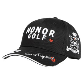 HONOR GOLF HG-GOLF-CAP Golf Cap, Golf Hat, Smooth and Comfortable to Wear, For Golf Round Use, Cotton, Embroidered Logo, Men's, Spring, Summer, Summer, Black